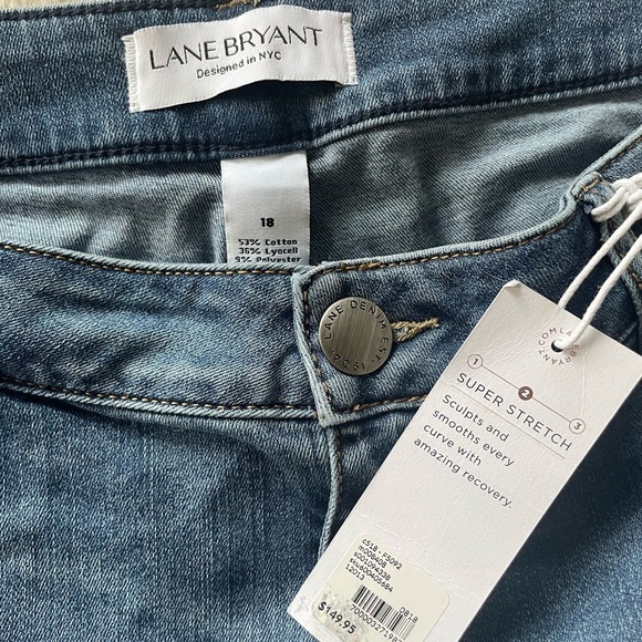 Lane Bryant Blue Straight Leg Jeans with Silver Embellishments Size 18 plus - Picture 3 of 7